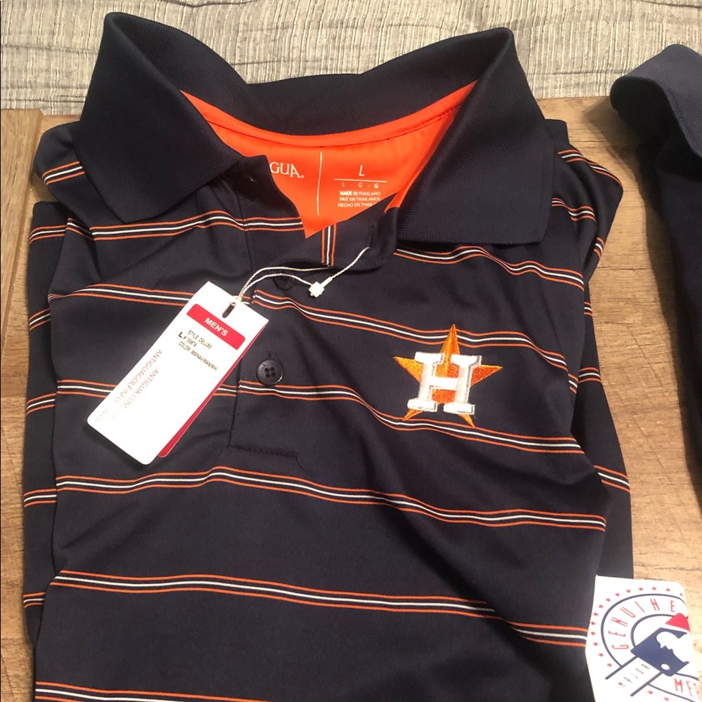 Antigua Astros Stripped Polo